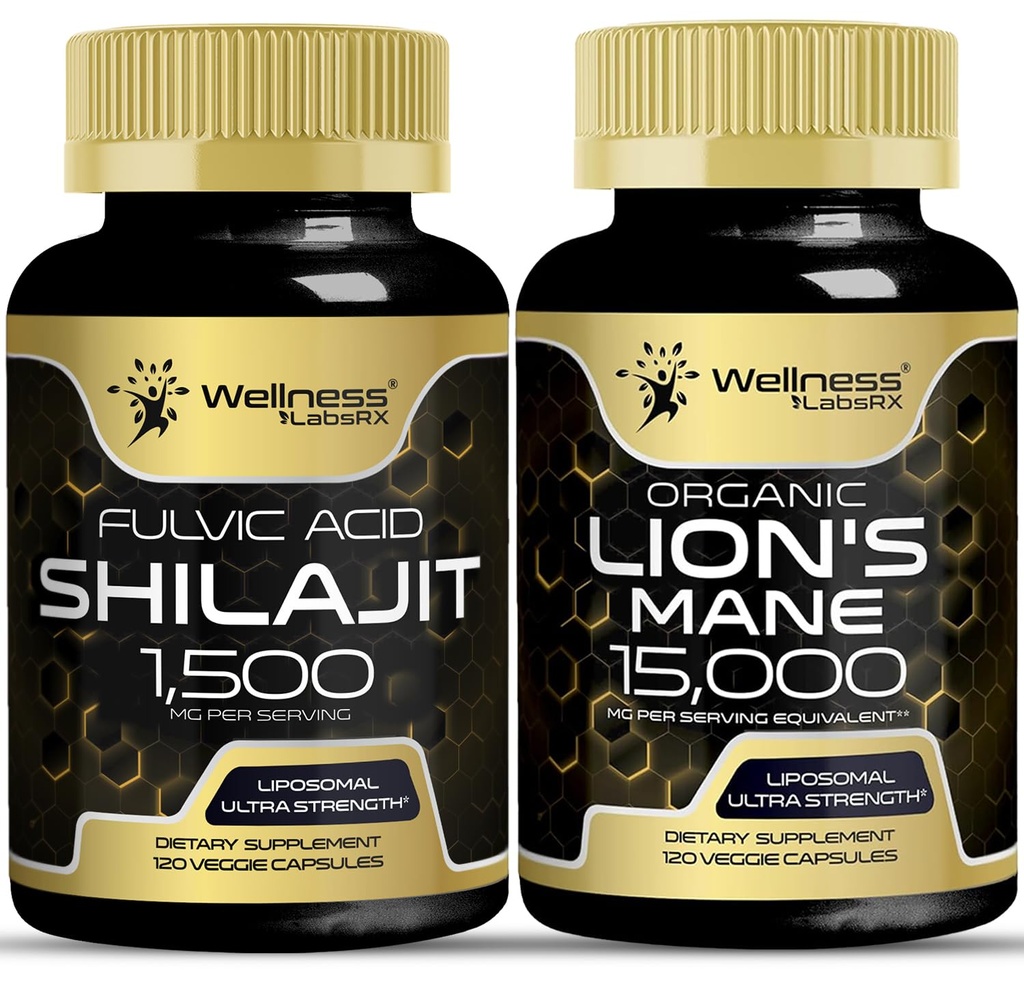 WELLNESS LABSRX Lions Mane Dodatne kapsule s Shilajit Himalajskimi kapsulami 