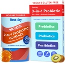 PRVI DAN Ženske 3-v-1 probiotične gumiji – Prebiotik + probiotik + postbiotični dodatek – Podpira Prebavne in ustno zdravje, Imunske funkcije in energijske ravni – 30-dnevno oskrbo