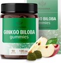 HERBAMA Ginkgo Biloba Gummies - 120mg Ginkgo Biloba Herb za podporo možganov - Vegan, non-GMO Brain Focus & Clarity dodatek - 90 pektin-based Apple-Flavored žveči