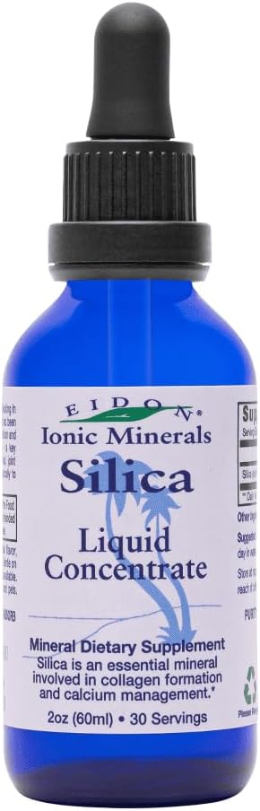 Eidon tekoči silika mineralni koncentrat - Silica dopolnilne kapljice za lase, kožo in nohte, podpira kolagen proizvodnje, pomaga upravljati kalcij, ni dodan sladkor - 2 oz
