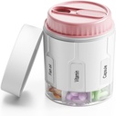 Daviky tablete Organizator steklenic, Dopolnilo Organizator s 7 Velikimi oddelki, potovalne tablete Dispenser okrogle tablete škatla z dvema lids(Pink