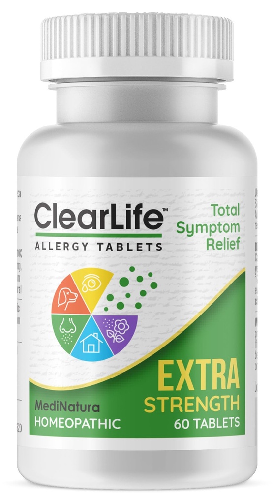 ClearLife Extra Strength Multi-System Alergy Olajša homeopatsko remedijo - 15 Močni akti zagotavljajo močen maksimalni zastoj, srbenje in sinus razbremenitev tlaka - neumirjanje - 60 tablet