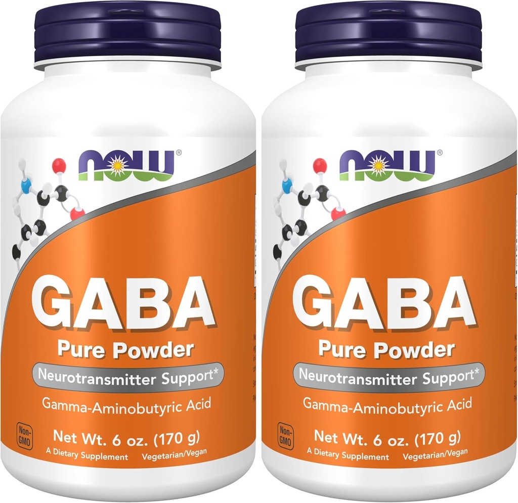 Zdaj dopolnila, GABA (Gama-Aminomaslena kislina) prašek, Nevrotransmiter podpora*, 6-Ounce (paket z 2)