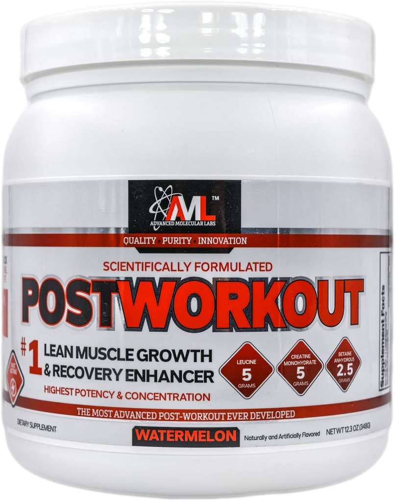 Napredni molekularni laboratoriji - Postworkout prašek, Lean Muscle rast, Recovery Booking, Muscle Building Post Workout Recovery pijača za ženske in moške, Watermelon, 12.3 oz