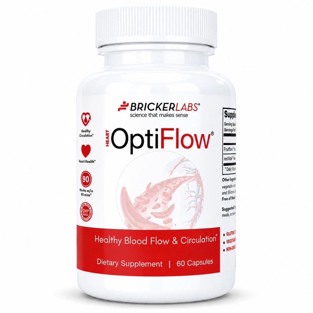 Bricker Labs OptiFlow krvni obtok Vitamini, Seveda podpira zdravo pretok krvi, Vsebuje sadjeFlow in resVida Trans resveratrol. Optimizator krvi Dopolnilo 60 kapsul