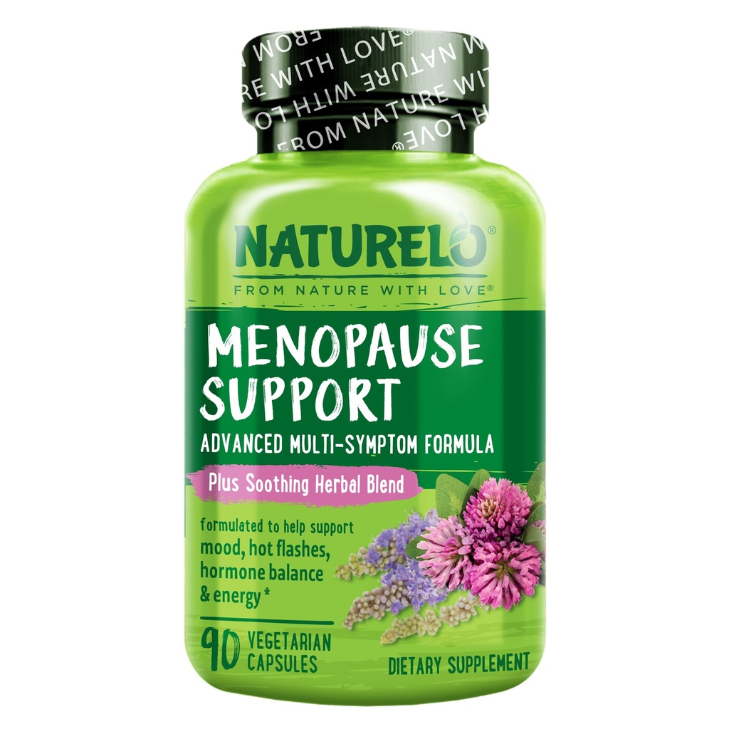 NATURELO Menopause Dodatki za ženske, Zeliščna mešanica s črno Cohosh za Menopause Hot Flashes Napredno estrogen Multi-Simptom Formula 90 Kapsule