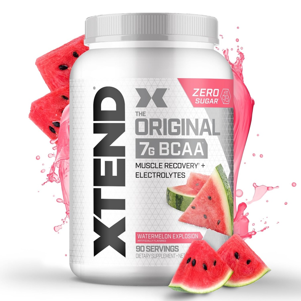 Xtend Original BCAA Powder 7g BCAA in 2,5g L-glutamin, Sugar Free Post Workout Muscle Recovery Drink z aminokislinami za moške in ženske, 90 Servinga
