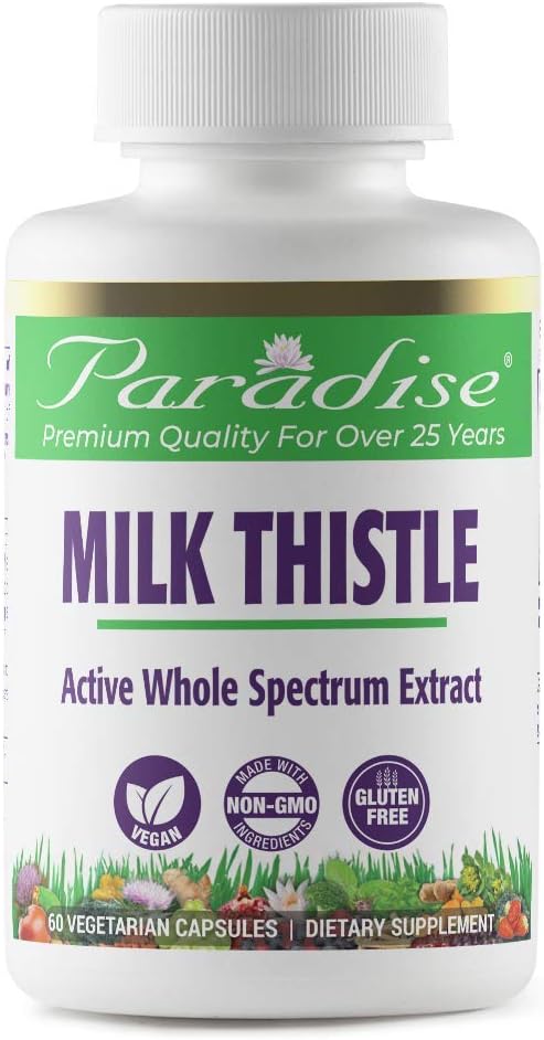 Paradise Zelišča Milk Thistle 75:1 80% Vegetarijanske kapsule, 60 Število