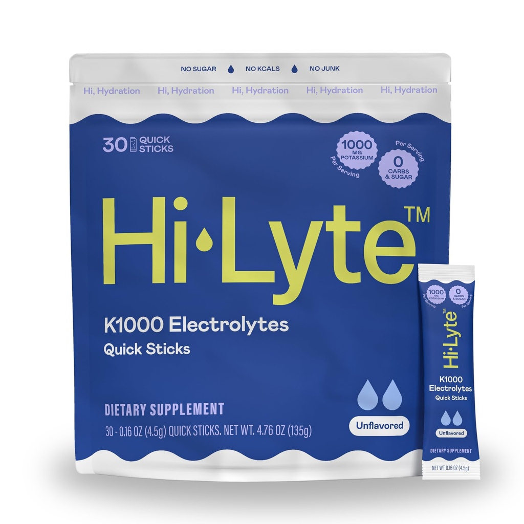 Hi-Lyte K1000 Elektrolitske palice Unflavored Keto & Performance, 30 Serving