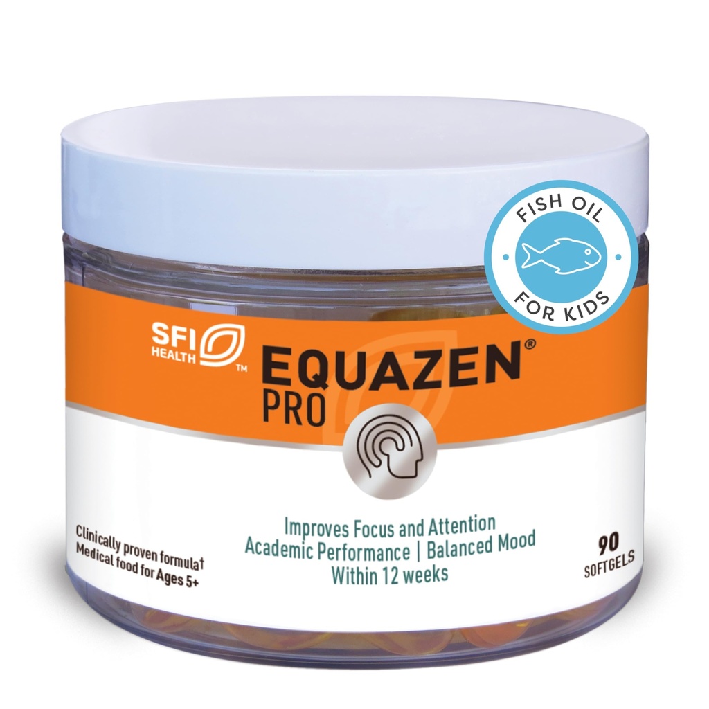 Equazen PRO ribje olje za otroke - klinično preizkušeno za izboljšanje fokusa, učenje + vedenje pri otrocih, najstniki - DHA/EPA Omega-3 + Omega-6 Dodatek za podporo možganov* (90 Softgels / 30 Servings)