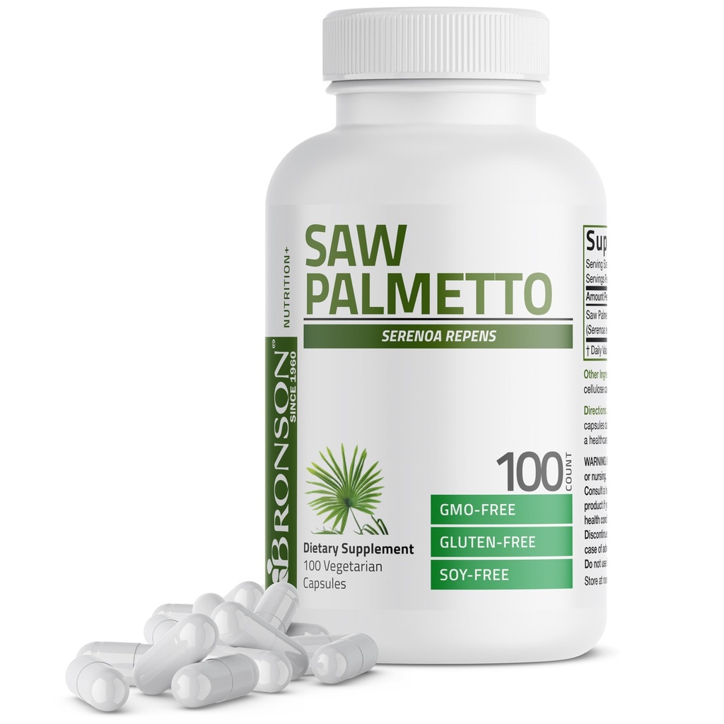 Bronson Saw Palmetto Extra Strength podpira zdravo prostate funkcijo in zdravje v urinu podpora - ne GSO, 100 vegetarijanske kapsule