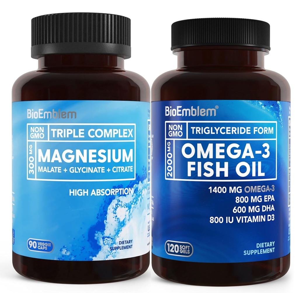 BioEmblem Triple Magnezium Complex in BioEmblem Omega-3 ribje olje 2000mg
