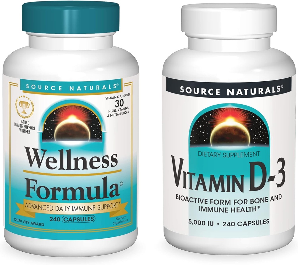 Vir Naturals Wellness Formula in 5000 iu Vitamin D-3, 240 Kapsule v vsaki steklenici