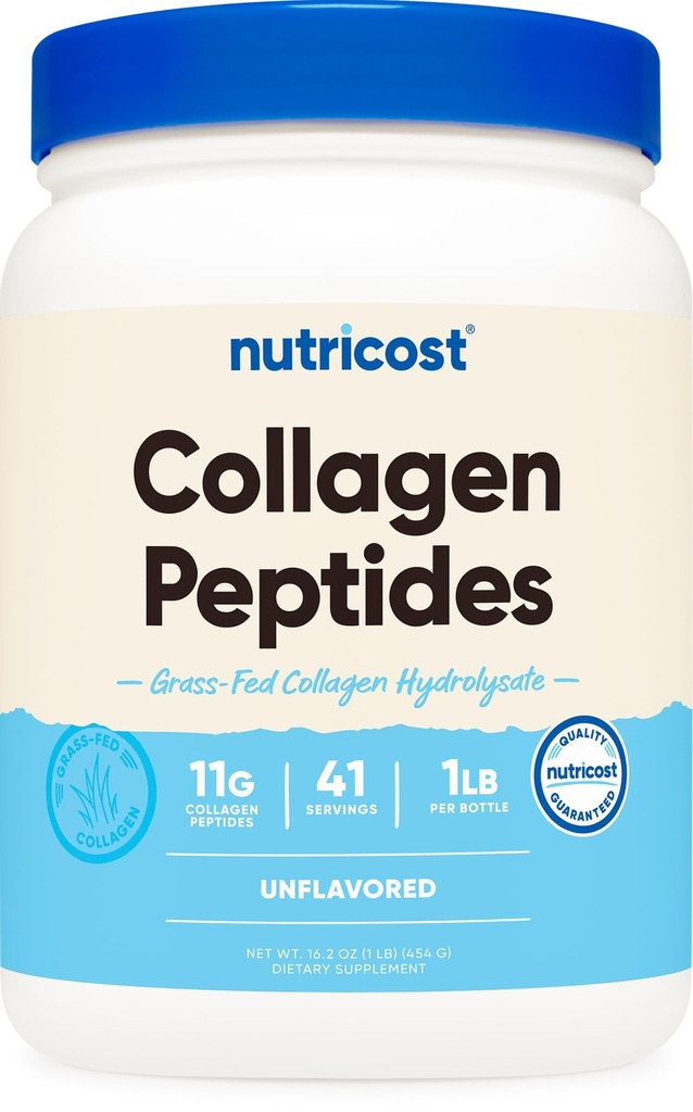 Nutricost Kolagen Peptides Prašek 1LB (454 G) - Hidrolizat govejega kolagena na travi (nearomatiziran)