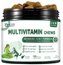 NATURE TARGET Multivitaminski za pse - z MSM & Glukozamin, Omega 3 & 6, Probiotiki za prebavno zdravje, skupno podporo, kožo in plašč, imunski sistem in splošno zdravje 120 mehkih žvečil