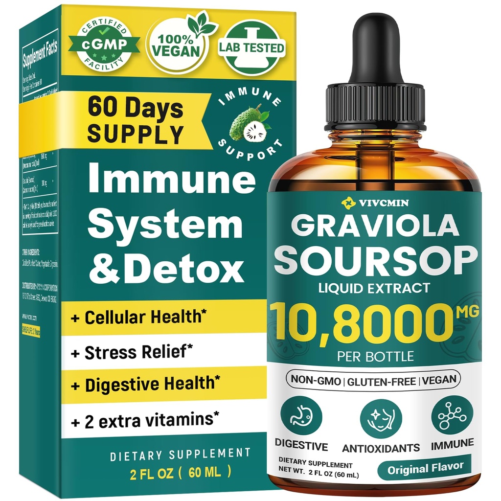 Graviola Soursop Leaf Extract Tekoči - Soursop Bitters tekoči, podpora Imunska, Sprostitev, Jetra in spanje 