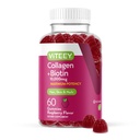Viteey Collagen Gumies z Biotin Gumies za lase kože in nohte Vitamini - Biotin in kolagen dopolnila za ženske in moške - Vegan, Gluten-free – 60 Count
