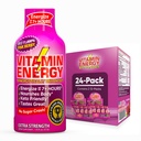 Vitamin Energija B12 11.000% Dodatna moč Energija Shot Pink Berry 24 Pack, 260mg Naravni kofein, B12 & B6, Nootropni fokus, Vitalnost, Nič sladkorja, Gluten-free, Vegan, Košir, 1,93 fl oz