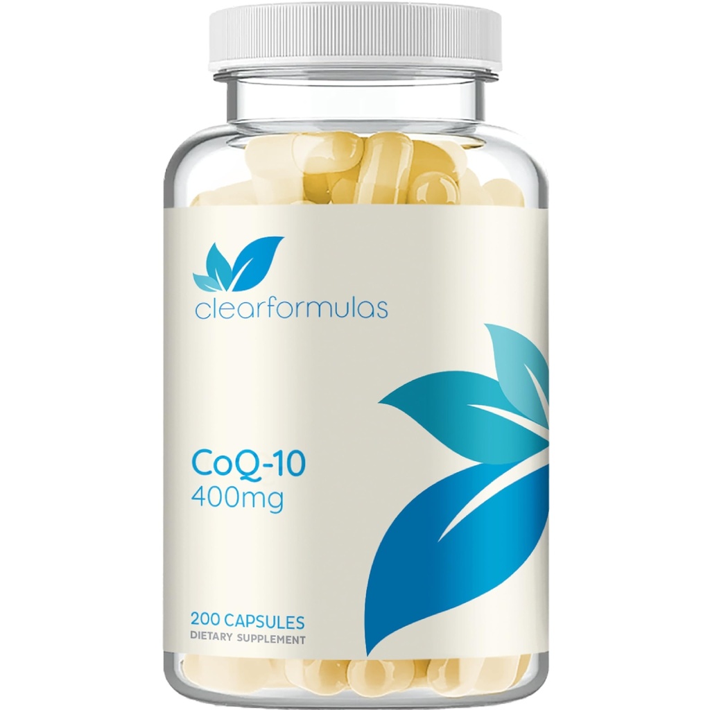 Hitra absorpcija CoQ10 400 mg Kapsule - koencim Q10 400 mg Močni antioksidant za srčno energijo in podporo staranju - visoko stabilnost CoQ10 Ubikinon Kapsule - Izdelane v cGMP US Lab (200 Serving)