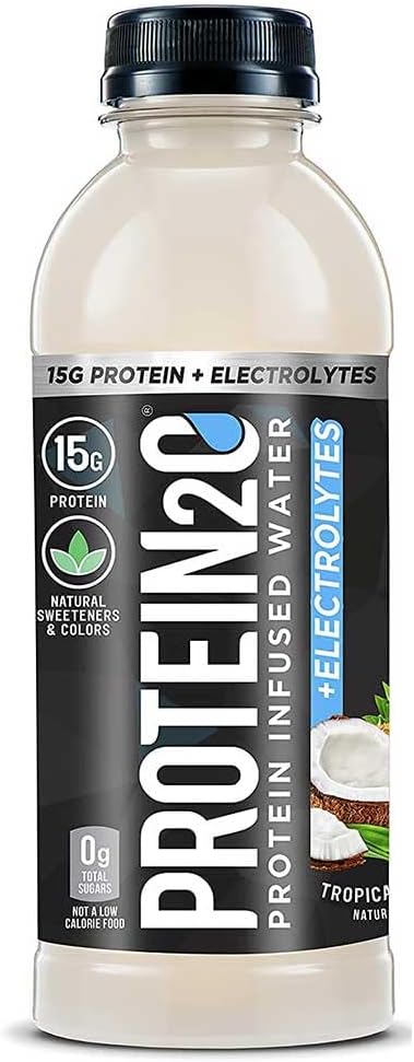 Protein2o 15g izolat sirotkinih beljakovin infundirana voda plus elektroliti, brez sladkorja športni napitek, pripravljen za pitje, brez glutena, brez laktoze, tropski kokos, 16.9 oz steklenica (12 Count)