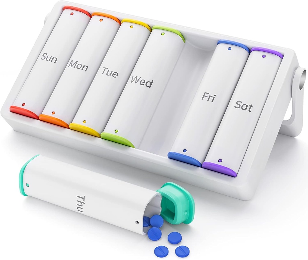 Tedenske tablete Organizator 2 krat na dan, KOVIU velike potovalne tablete Box 7 dan, Am Pm dvakrat na dan primeru tablete z Rotable Handle, tablete imetnik vsebnik za vitamine, Medicina, Dopolnilo, ribje olje, bela