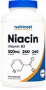 Nutricost Niacin (vitamin B3) 500 mg, 240 kapsul - z zardevanjem, brez glutena, brez glutena