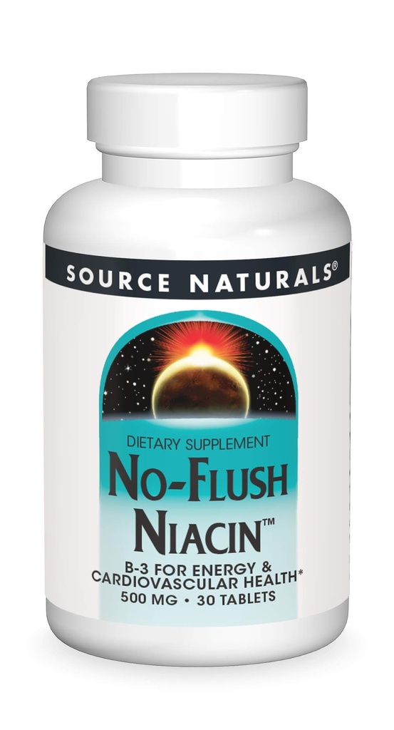 Vir Naturals No-Flush Niacin, B-3 za energijsko in kardiovaskularno zdravje* 500 mg - 30 tablet