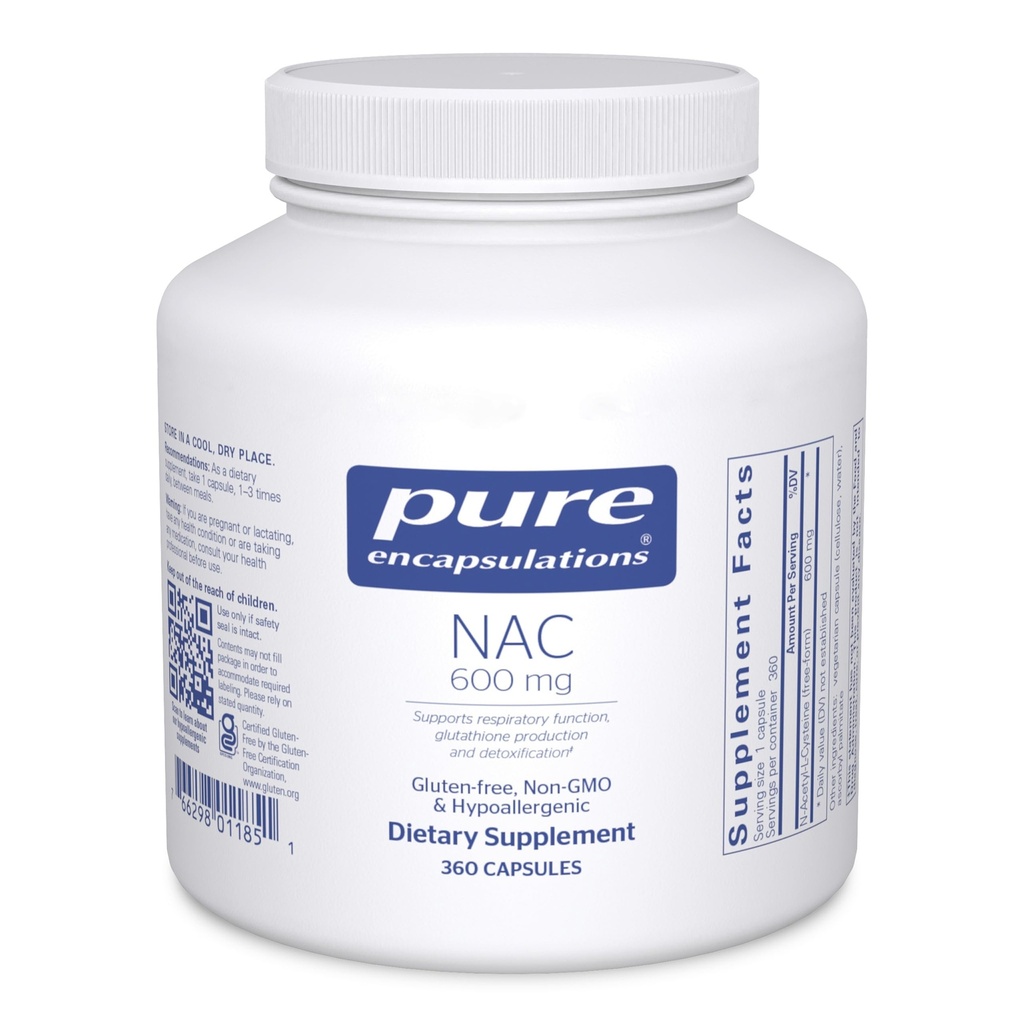 Čiste enkapsulacije NAC 600 mg - N-acetil cistein NAC dodatek za pljučno zdravje in imuno podporo, jetrna podpora in antioksidanti* - s Freeform N-acetil-L-Cysteine - 360 kapsul