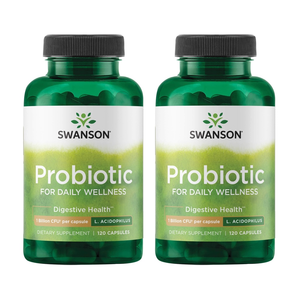 Swanson Probiotic - Digestive Health Supplement w/ 1 milijarda CFU na kapsulo - naravna formula, ki podpira regularnost in dnevno wellness - (120 kapsul) (2 pakiranji)