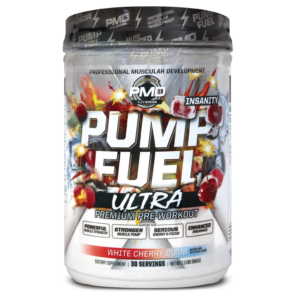 PMD športna črpalka Ultra Insanity - Premium Preworkout Powder & Muscle Pump, večji fokus, vzdržljivost in regeneracija, Premium Kreatin, Arginin & Beta Alanine - Cherry Bombsicle (30 servov)