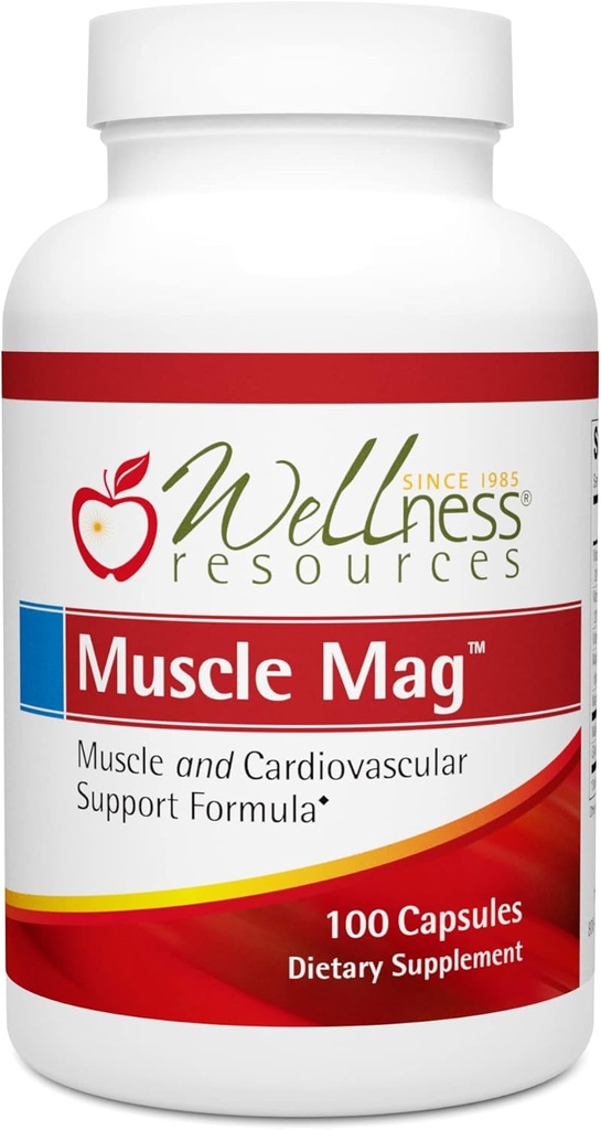 Muscle Mag - zelo absorbtivna Magnezijska formula za mišično Heath - z magnezijevim malatom in glicinatom (100 kapsul)