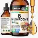 BIO KRAUTER 6 Gobe Dodatek 6-v-1 - Levi Mane, Shiitake, Turčija rep, Cordyceps, Reishi & Chaga Liquid Extract - Gobe kompleks Tinkture - Veganske kapljice 4 Fl.Oz.