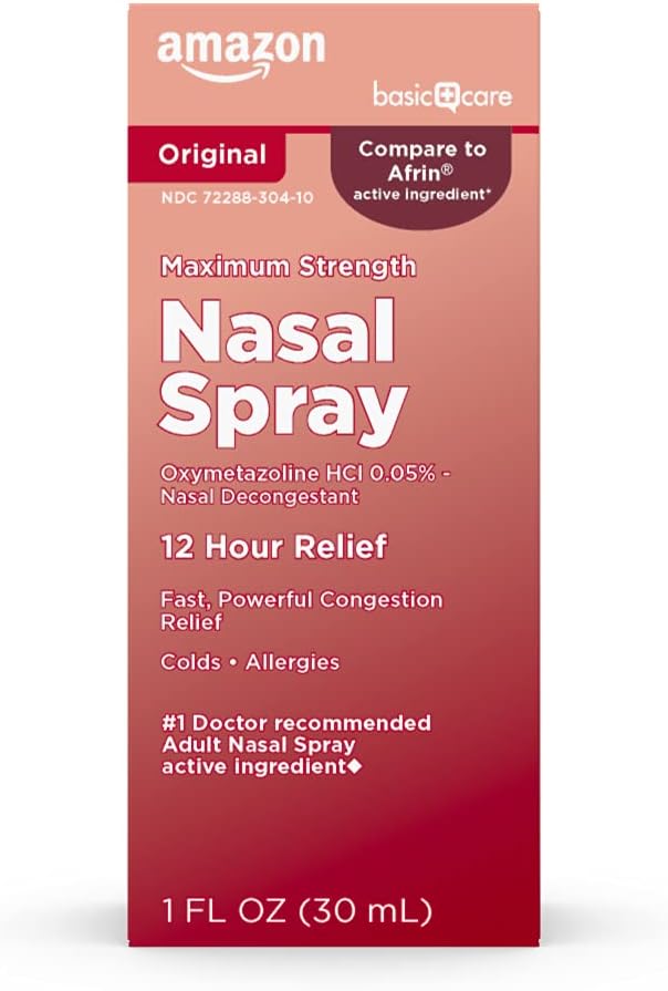 Osnovna nega Največja moč 12 ura nos Spray, Oxymetazolin HCl rešitev, Prebavni Relief, Hladno in alergija Medicine, Dekongestiv, 1 fl oz (Pack of 1)