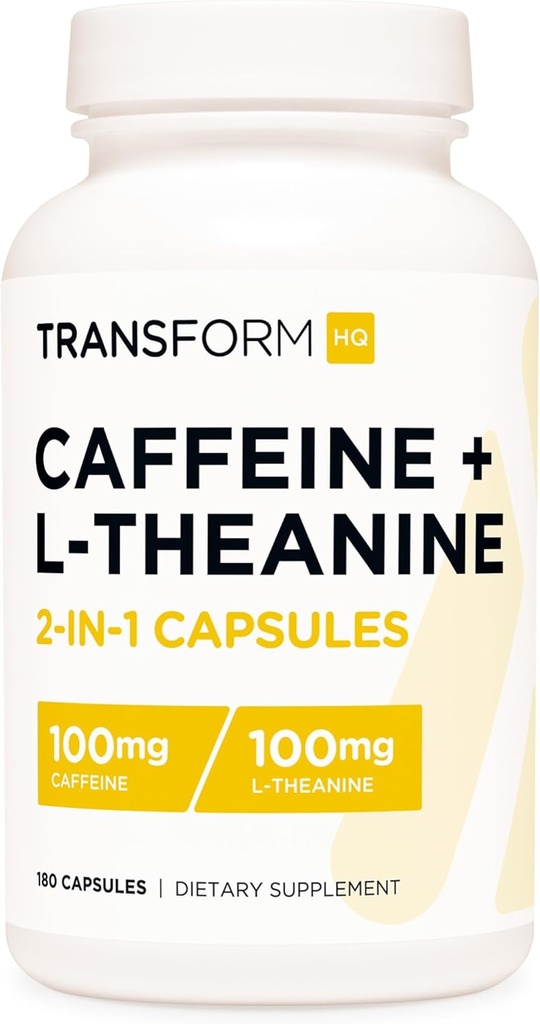 Transformacija HQ kofein in L-teanin (100mg vsak) 180 kap - Gluten prost, ne-GMO