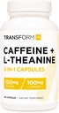 Transformacija HQ kofein in L-teanin (100mg vsak) 180 kap - Gluten prost, ne-GMO