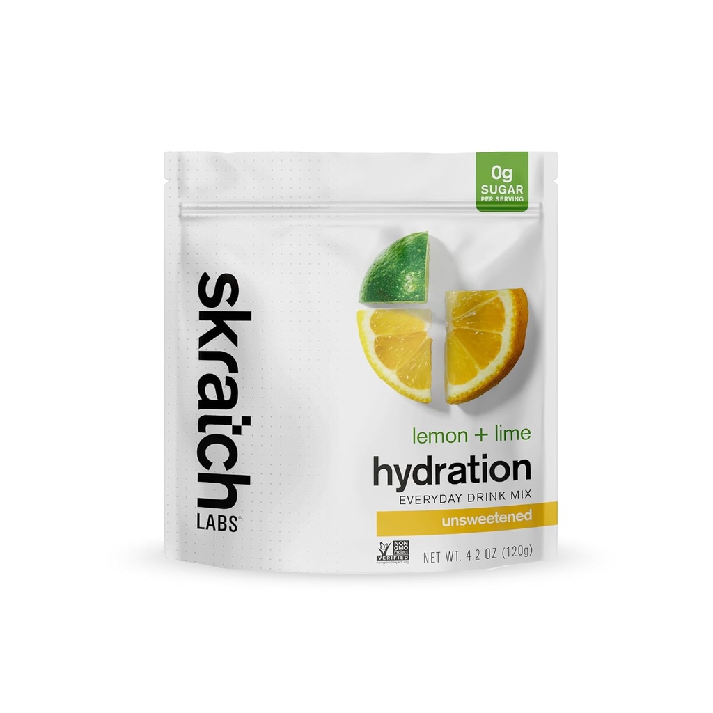 Škratch Labs Nesladkan elektrolitski prašek - vsakodnevna hidracija - Športna pijača Mix - Brez sladkorja - Elektrolitis Booster- Lemon + Lime - 30 Serving - Keto, Paleo, Vegan, Non-GMO
