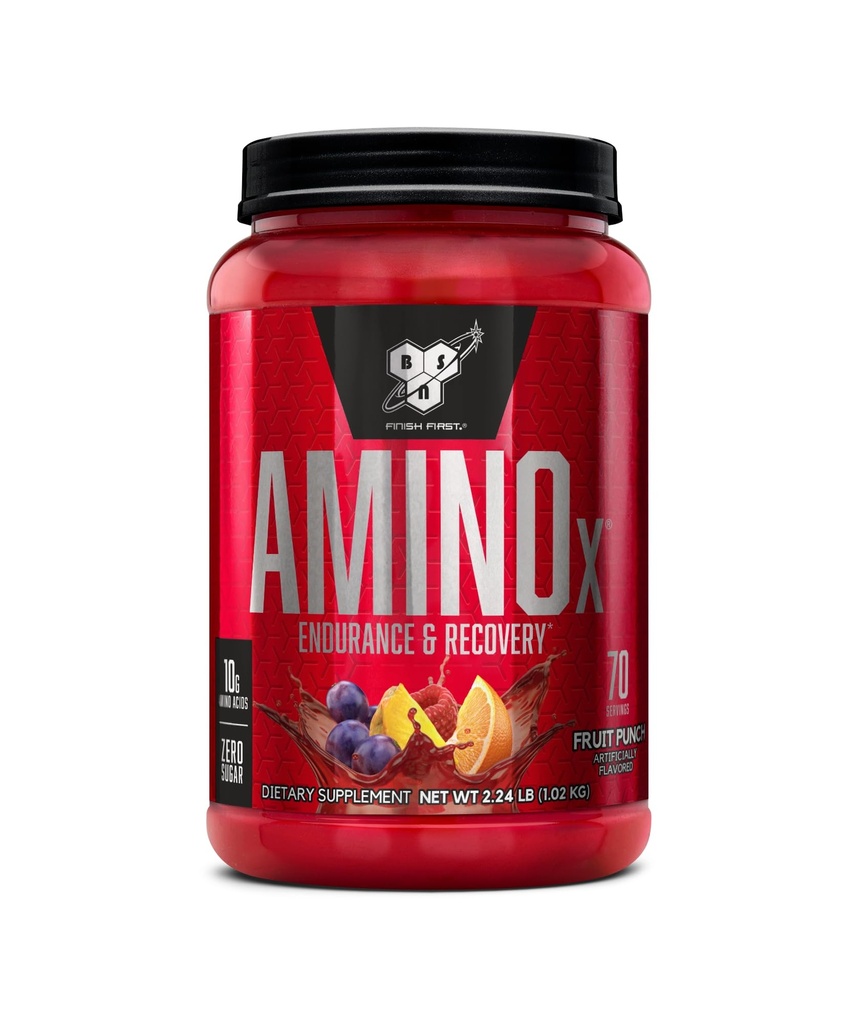 BSN Amino X Muscle Recovery & Endurance Powder with BCAAs, 10 Gram aminokislin, Keto Friendly, Kofein Free, Podpora vzdržljivost, Nič sladkorja, Sadni Punch, 70 obroki (Packaging May Vary)