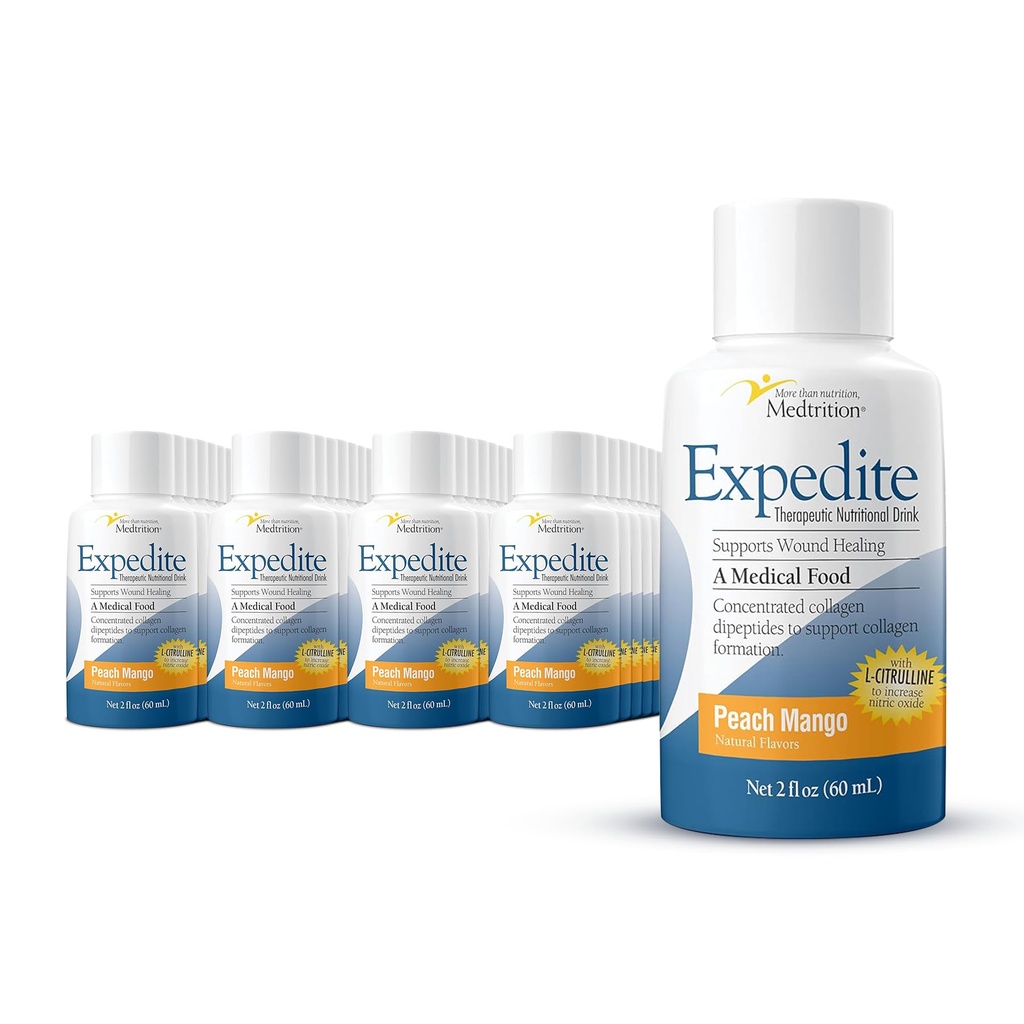 Medtrition Expedite Liquid Collagen, Peach Mango, 2 Fl Oz, Paket 48 - Nutrition Podpora za splošno, ortopedsko in kozmetično kirurgijo okrevanje