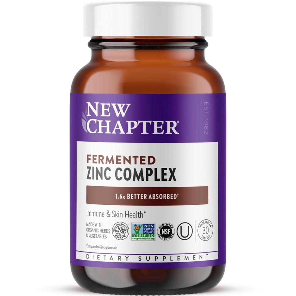 Novo poglavje Cinkov dodatek, Fermentirani Cinkov kompleks, ONE Daily for Immune Support + Skin Health, Mineral Balanging Formula bogata z bakrom, Enostavno za pogoltniti in Digest, 30 Število (1 mesec dobave)