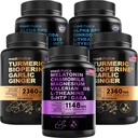 MEDCHOICE Sleep melatonin (90ct), kurkuma & ingver (240ct) in Nootropic Brain (120ct) dodatek Bundele - Wellness Trio za možgane, spanje, & Imunska podpora - Vegan, Non-GMO, Gluten-free