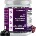 Vitamatsko železo 65 mg Gummies Supplement za ženske in moške - 240 Veganski Gummies - Velika degustacija železa Gummy Vitamini z vitaminom C