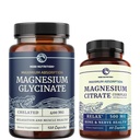 Magnesium Glycinate 400mg (120ct) & Magnesium Citrate 500 MG (60ct) | High Absorption, Calm, Relaxation, Digestion & Muscle Support | Non-GMO Vitamin and Mineral Bundle