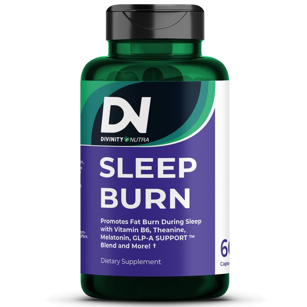 Sleep Burn Night Fat Burner,Noč Shred Fat Burner in naravna podpora za spanje za moške in ženske,Metabolizem Booster z vitaminom B6,L-Theanine Melatonin Astragalus Ceylon Cinamon Berberine 60ct
