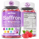 Žafran z magnezijevim glicinatom Gumies, 2 meseca dobave -Sugar Free Magnezij 400/200mg w/Saffron,Rhodiola,Rosemar, B6,B12,D3 za S-leep, Calm,Focus, Relax, Nerve, Melatonin Brez Gumies