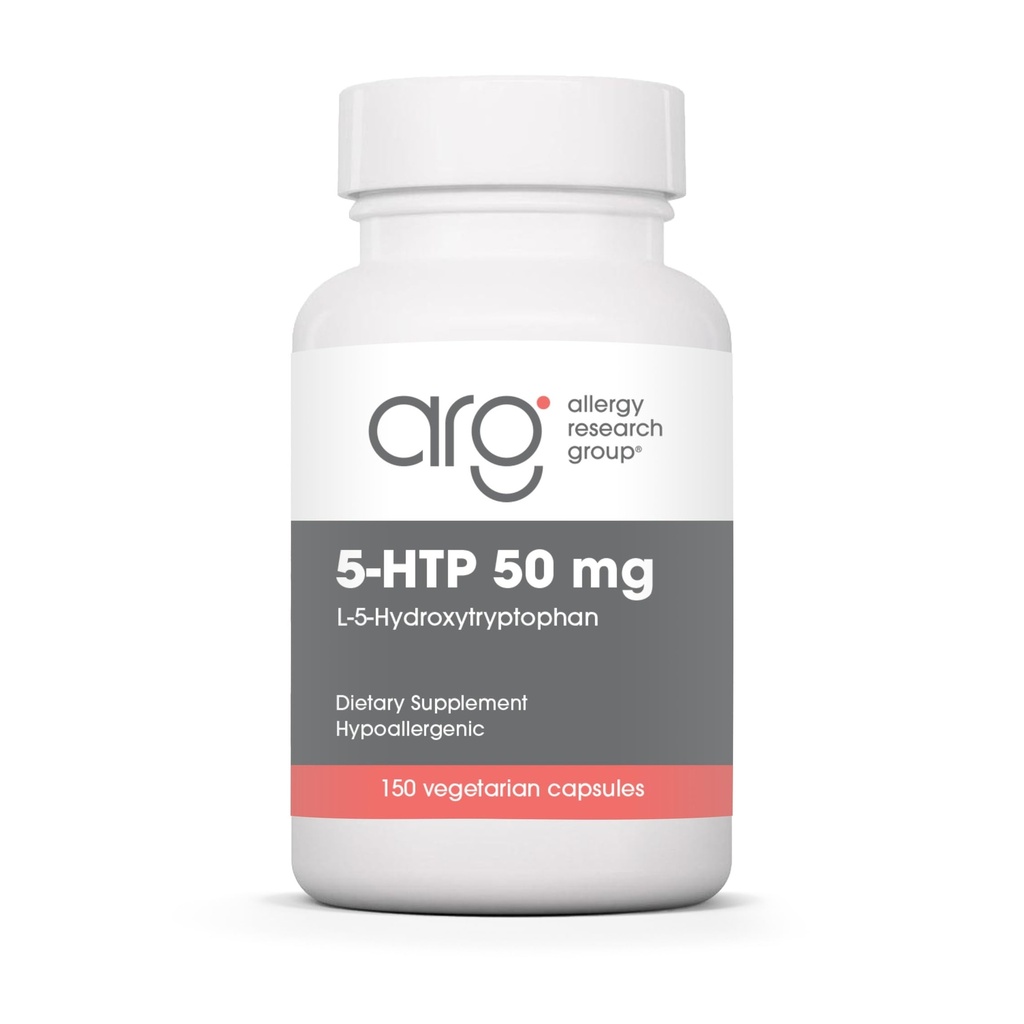 Alergija Raziskovalna skupina 5-HTP 50mg dodatek - Serotonin za moške in ženske, podpora za spanje, L-5-Hydroxytriptofan, Pure, Vegetarijanske kapsule - 150 Število