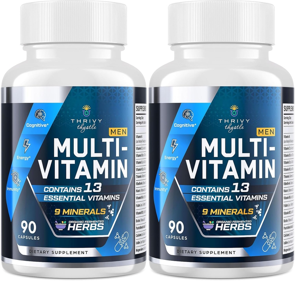 Moški multivitaminski 50 Plus - Dnevni multivitaminski za moške s fermentiranimi zeliščnimi ekstrakti & 43 Nutrients - Mens Vitamini podpira spomin in možgane, energijo, zdravje kosti (2 paket)