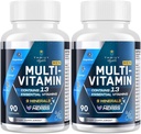 Moški multivitaminski 50 Plus - Dnevni multivitaminski za moške s fermentiranimi zeliščnimi ekstrakti & 43 Nutrients - Mens Vitamini podpira spomin in možgane, energijo, zdravje kosti (2 paket)