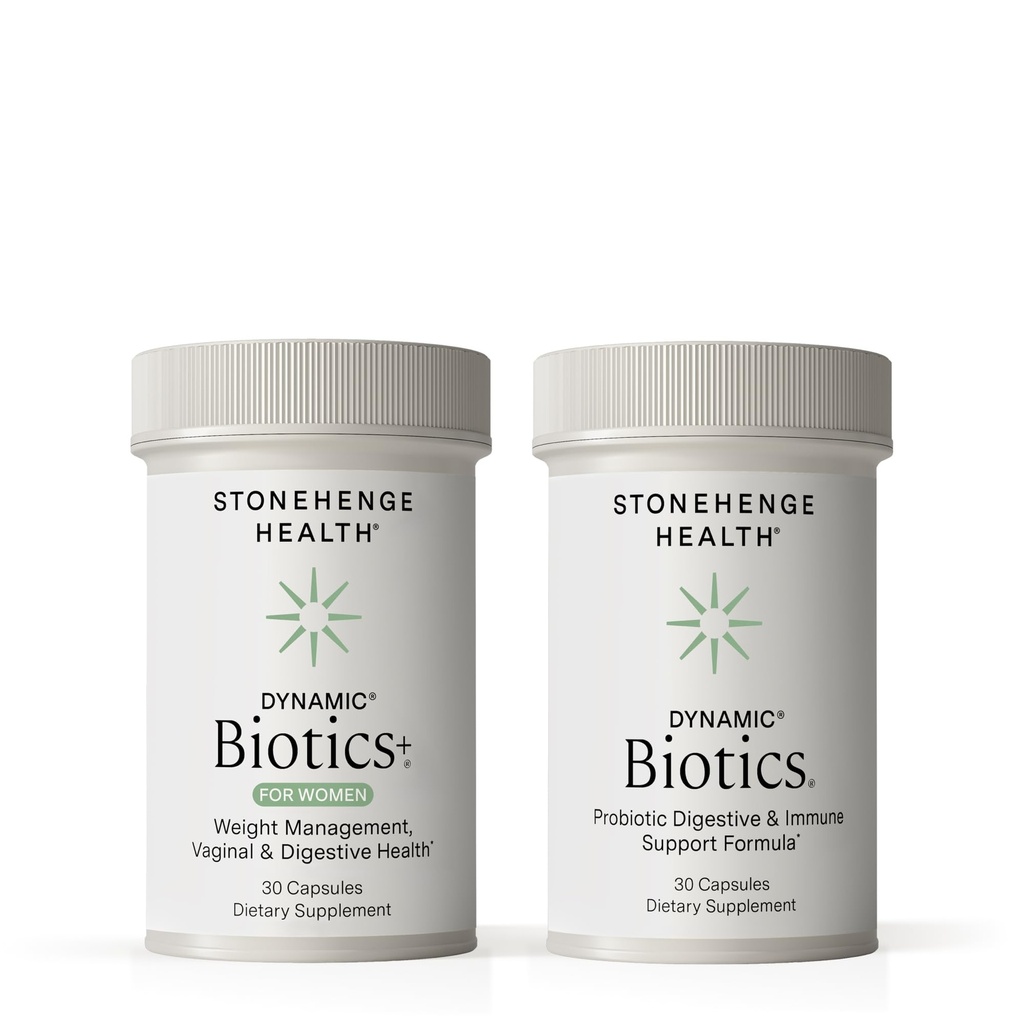 Stonehenge Health Dynamic Biotics+ za ženske + Dynamic Biotics Probiotics Bunde dodatki za podporo prebavne in žensko zdravje