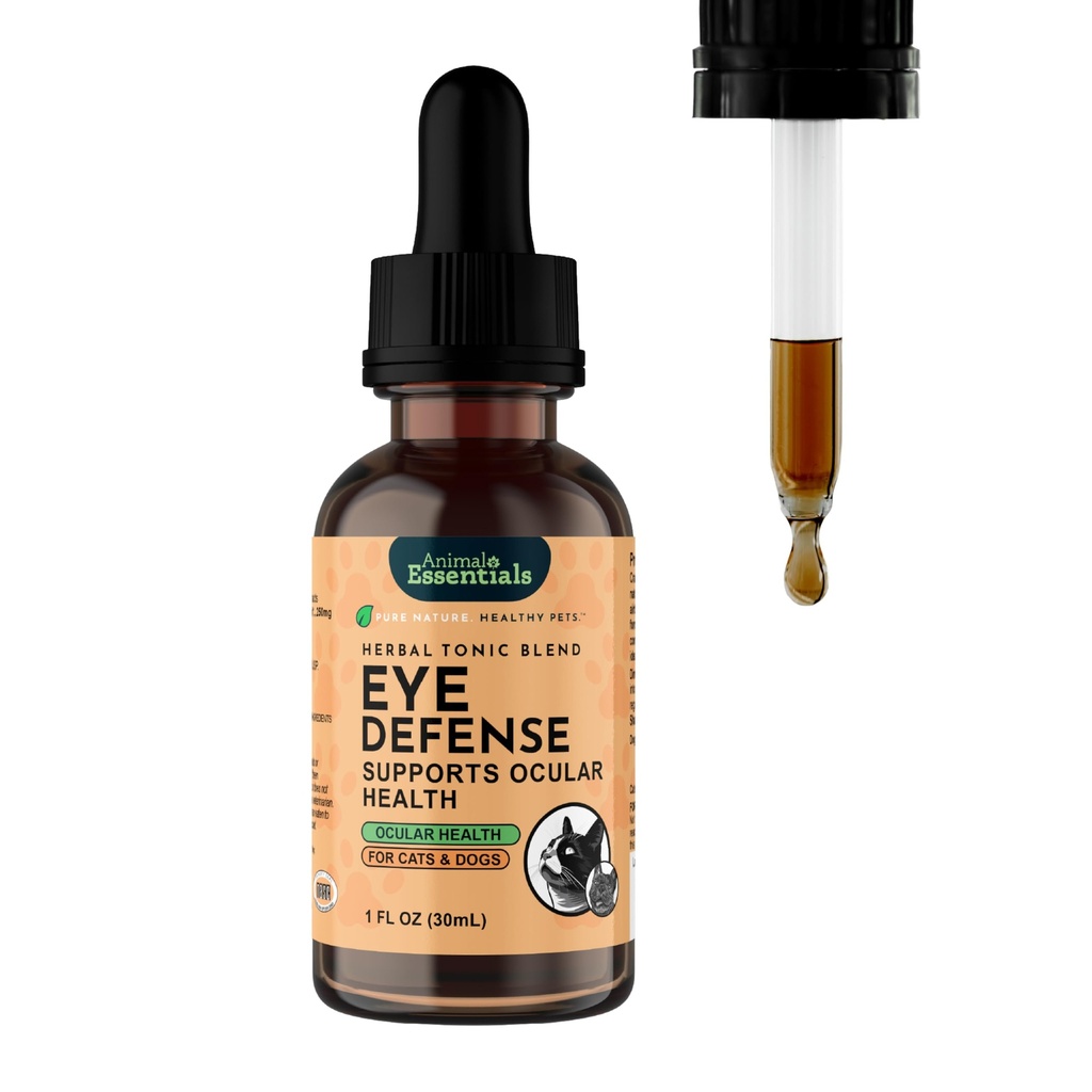 Esencial Animal Essentials Podpora obrambi oči za pse in mačke, 1 fl oz - Izdelano v ZDA Organska borovnica Calendula Zeliščna mešanica, Brez alkohola
