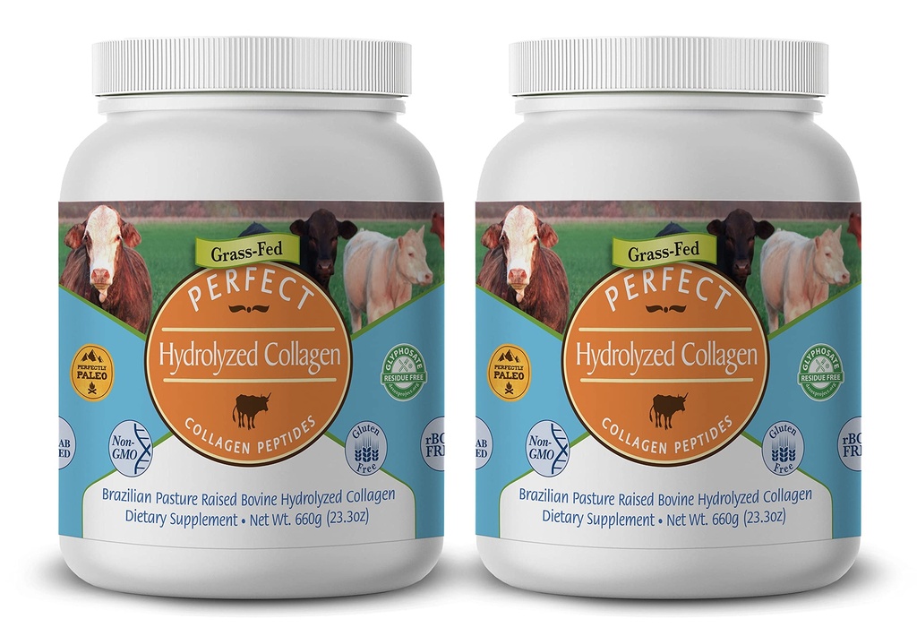 Popolni dodatki – Popoln hidroliziran kolagen v prahu – 660g – All Natural Collagen - Brazilska testenina dvignjena - spodbuja zdravo kožo – 2 Pack